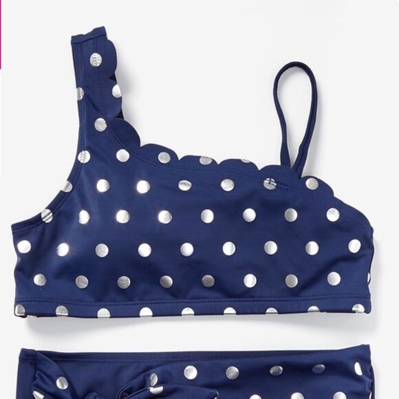 Foil dot scalloped one shoulder bikini - Picture 4 of 14